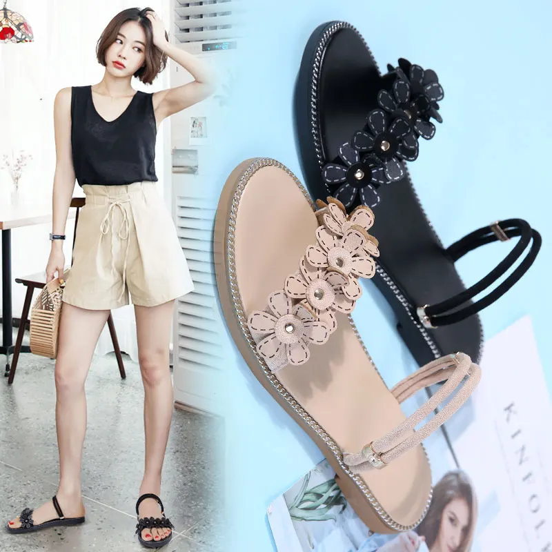Women Sandals Flip Flops Woman Slides Solid Casual Shoes Female 2019 New Summer Fashion Rome Slip-On Breathable Non-slip | Обувь
