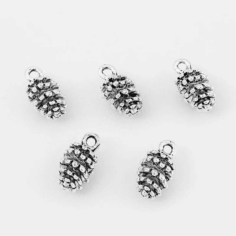 10 шт Серебряный сплав сосновые орехи шишки Pinecone Шарм кулон для ювелирных изделий