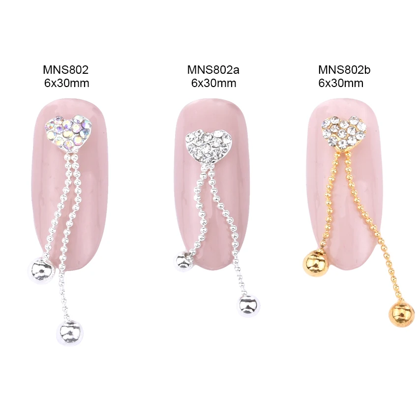 10pcs Heart rhinestones chain nail decoration handmade DIY jewelry accessories MNS802 | Красота и здоровье