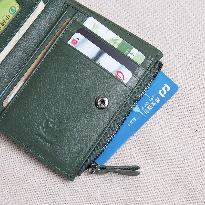 Женский короткий кошелек из натуральной кожи простой многофункциональный