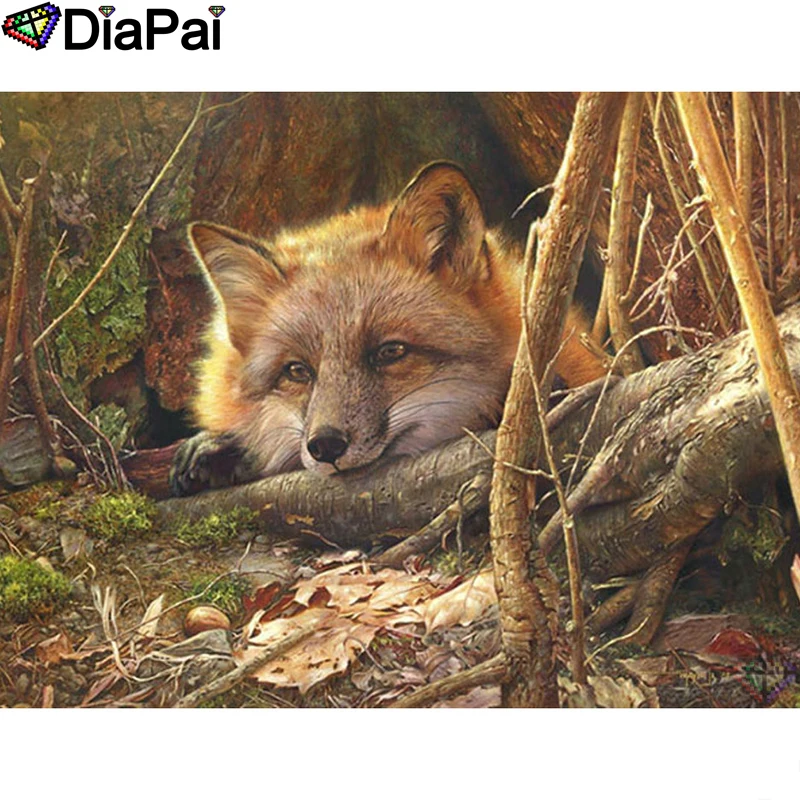 

DIAPAI Diamond Painting 5D DIY 100% Full Square/Round Drill "Animal fox scenery" Diamond Embroidery Cross Stitch 3D Decor A23091