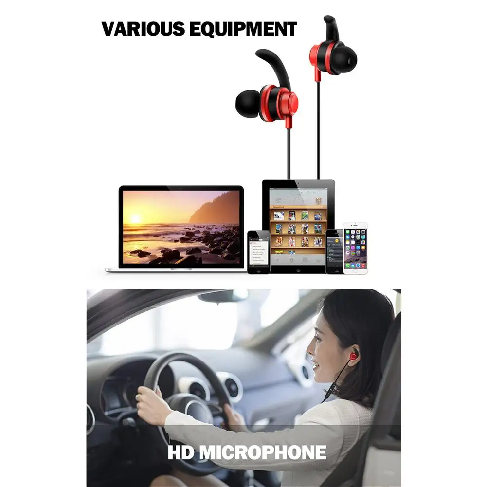 Wireless runing Sports Sweat Proof Bluetooth Headset Stereo Phone Universal Metal Magnetic Waterproof earphone | Электроника