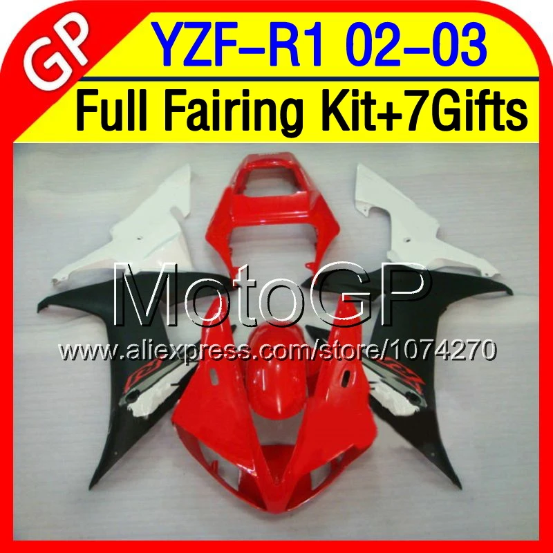 7 подарки + Kitwork Для YAMAHA YZFR1 02-03 YZF R1 YZF1000 02 03 Красный белый P10090 1000 YZF-R1 2002 2003 Обтекателя