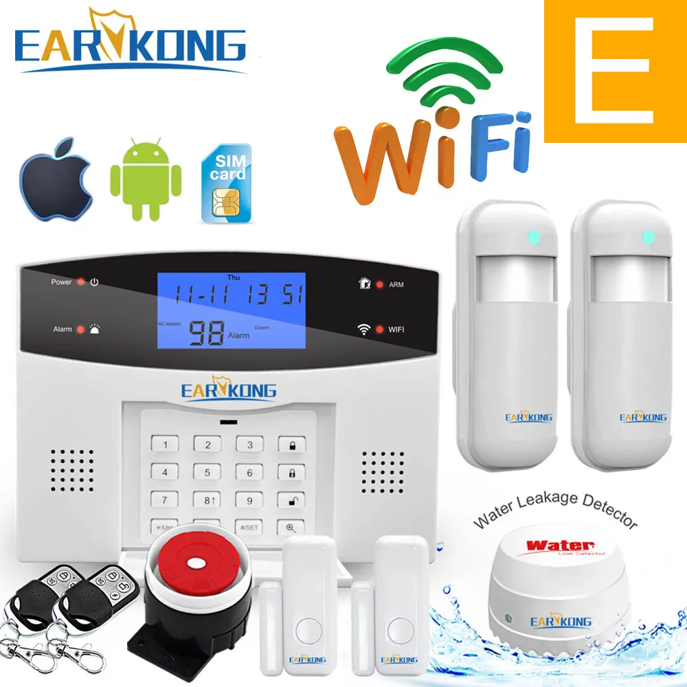 E Обновление Wi-Fi PSTN GSM домашняя охранная сигнализация Поддержка беспроводной и проводной детектор сигнализации умный дом устройство реле выход управление - Цвет: E