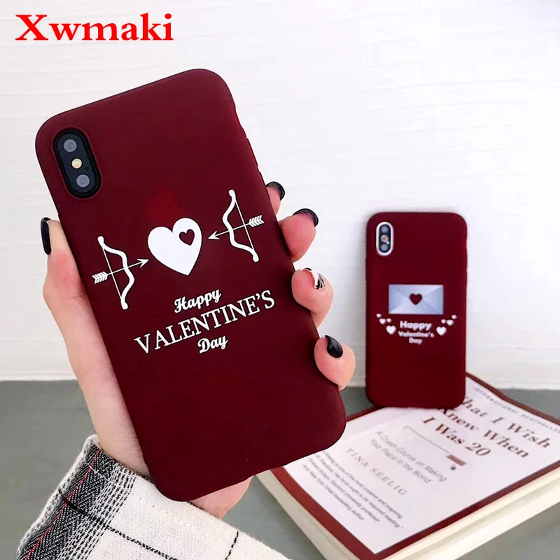 Чехол для телефона Xwmaki влюбленных винно-красный мягкий чехол из ТПУ Iphone Xsmax Xr X 7 8