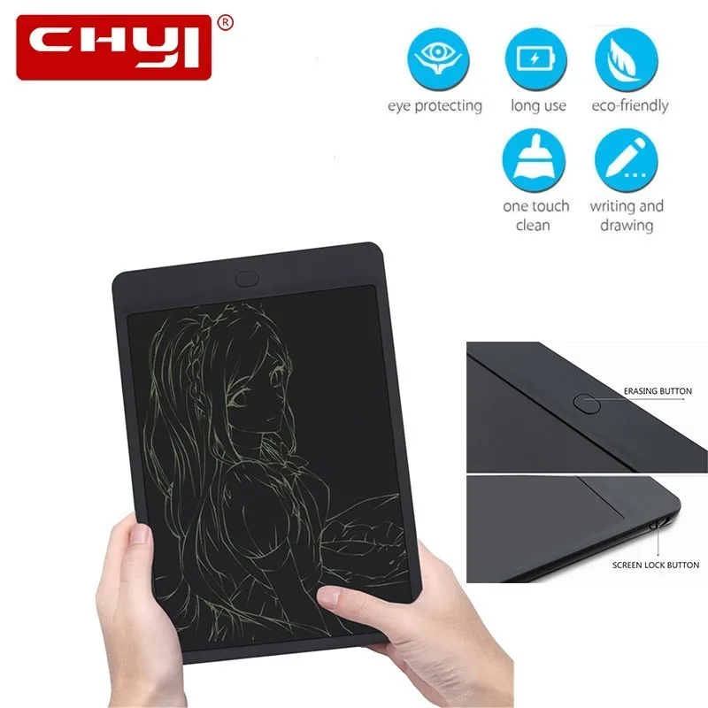 CHYI 12 ''ЖК-планшет для письма 12 дюймов Беспроводная электронная бумага цифровая графическая доска для рисования умная сенсорная панель трекпад с кнопкой блокировки