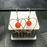 shilovem 18k yellow gold real natural south red agate drop earrings fine jewelry wedding new plant christmas gift myme0707nh
