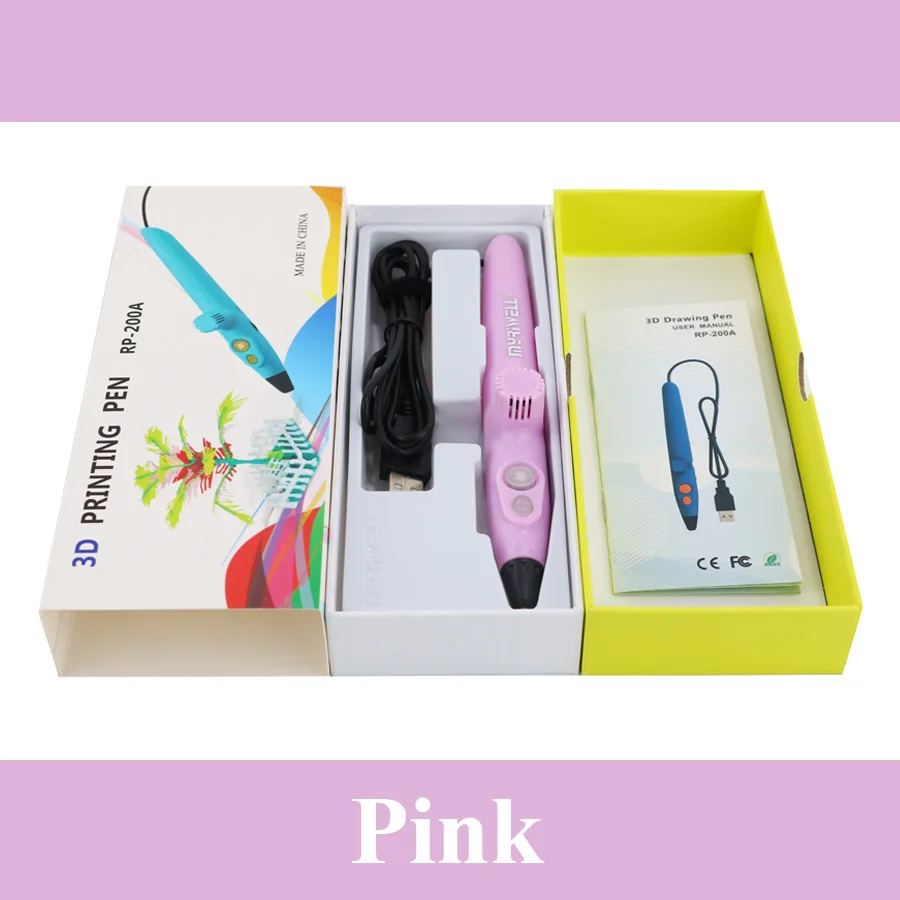 Pink pen Myriwell 3D игла принтера RP-200A USB низкотемпературная 3D Ручка каракули с 1,75 мм PCL материал для детей 3D Рисунок игрушки подарки - Цвет: Pink pen