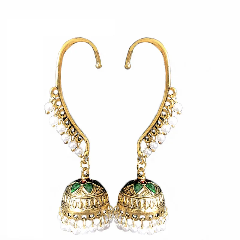 Круглые богемные индийские ювелирные изделия Jhumkas, винтажные этнические пакистанские ювелирные изделия yunique, женские серьги с ручной резкой Bang ladeshi