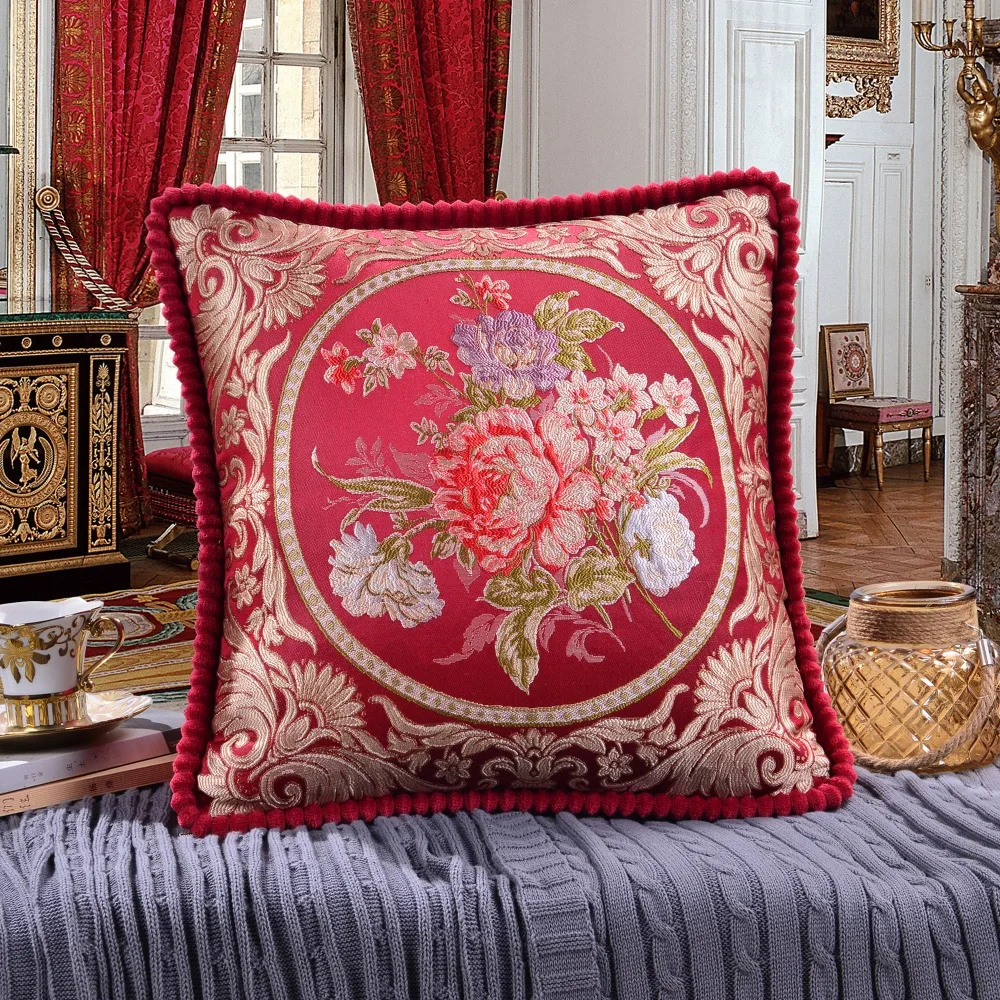 Роскошный чехол для подушки в европейском стиле с цветочной вышивкой мягкие