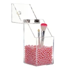 Женская коробка для хранения косметики акриловый прозрачный ящик для хранения кистей для макияжа с крышкой пластиковый органайзер для макияжа держатель косметического инструмента