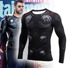 Спортивная рубашка для мужчин, футболка для бега с принтом мстители, Тор, для фитнеса, сухая, мужская рубашка для бега, Рашгард, ММА, компрессионная футболка для мужчин
