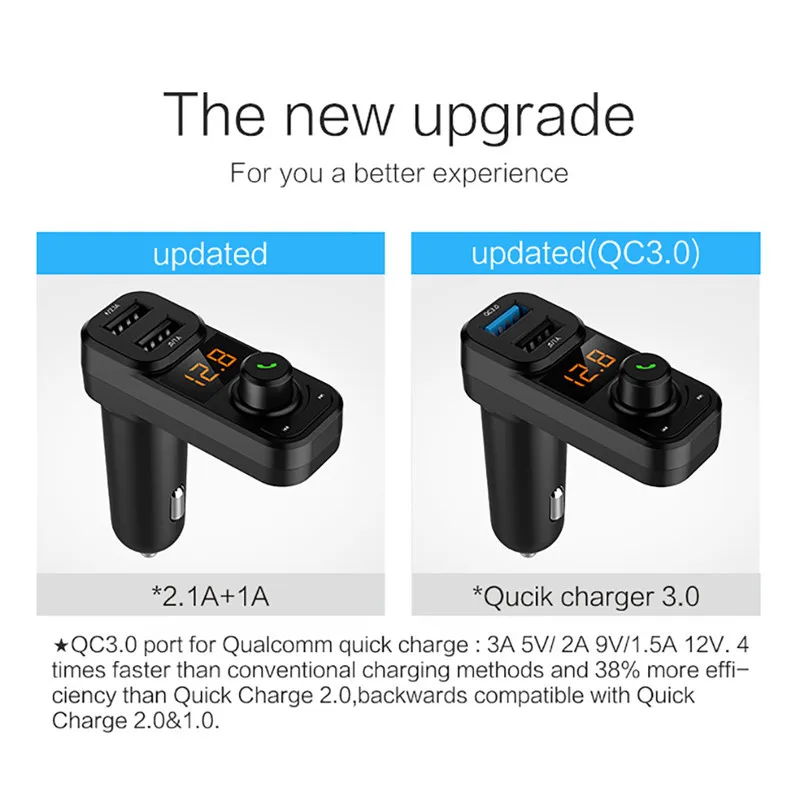 Беспроводной автомобиля Bluetooth Aux fm передатчики Напряжение Дисплей Dual USB