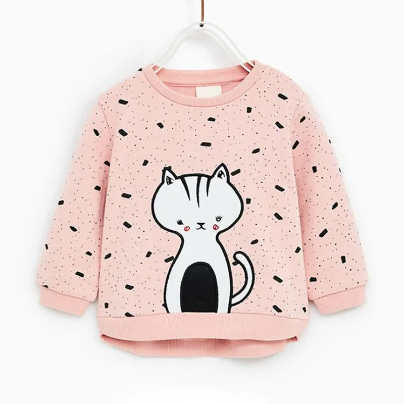 

Baby Girls Sweatshirts 2021 Spring Autumn Children's Cats Long Sleeves Sweater Clothes Tops For 2-7 Years
