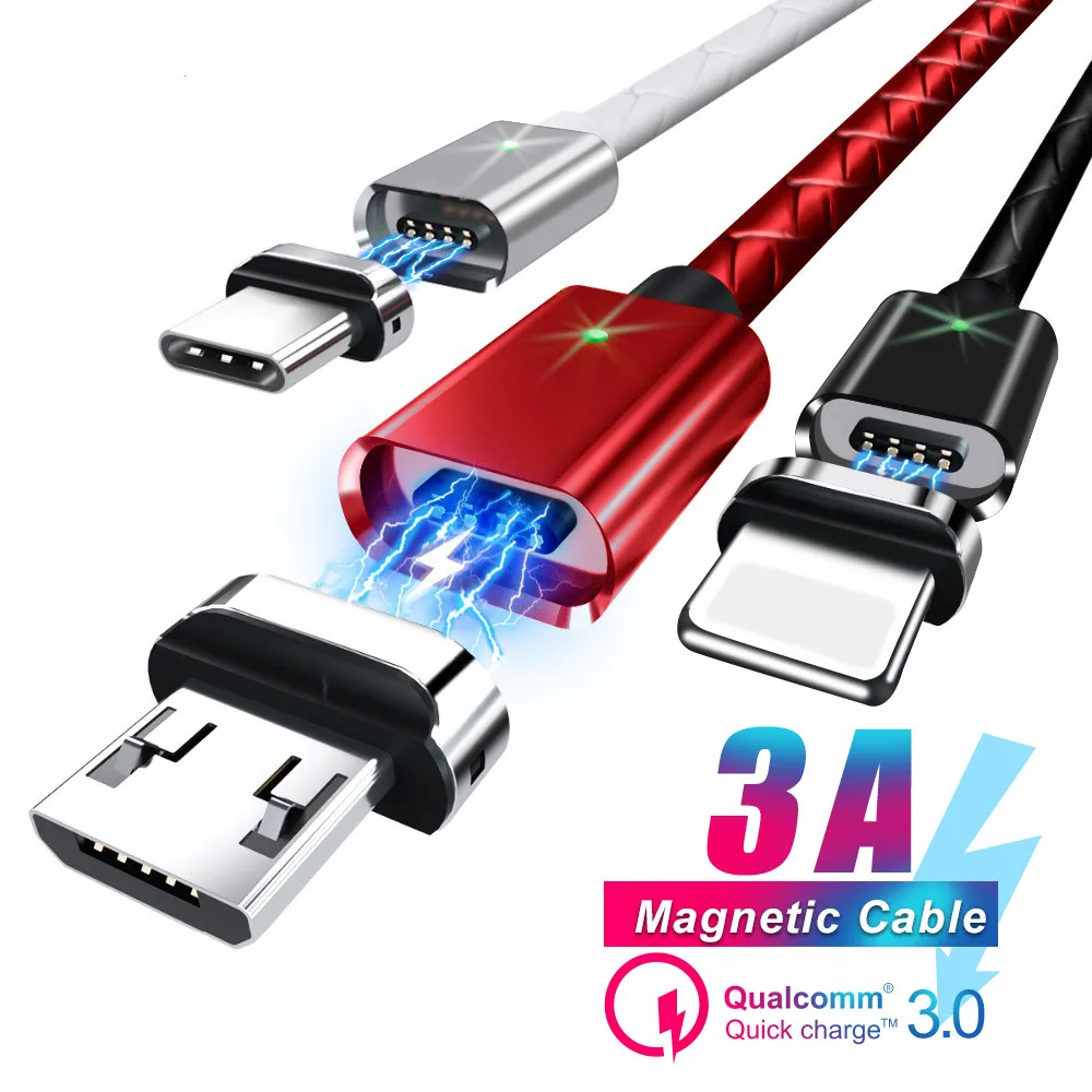 Quick Charge 3 0 Магнитный кабель USB 5 V 3A быстрой зарядки данных Передача Тип C Micro для