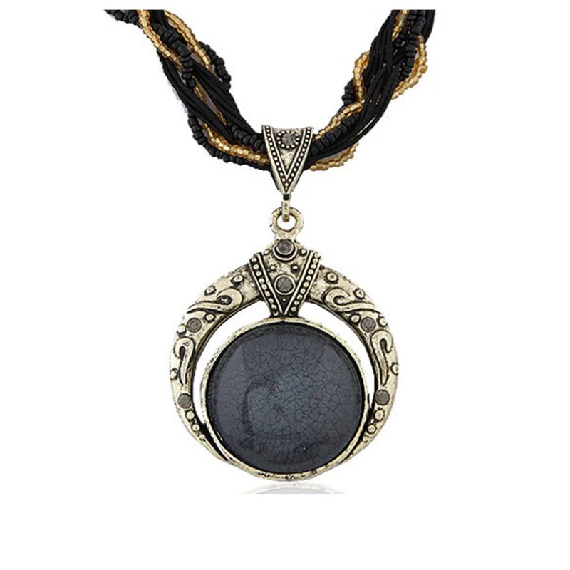 Бохемское ожерелье ювелирных изделий модная популярная ретро-стиля Бохемии многослойные бусины цепи кристаллический драгоценный зерно подвеска XY160501.