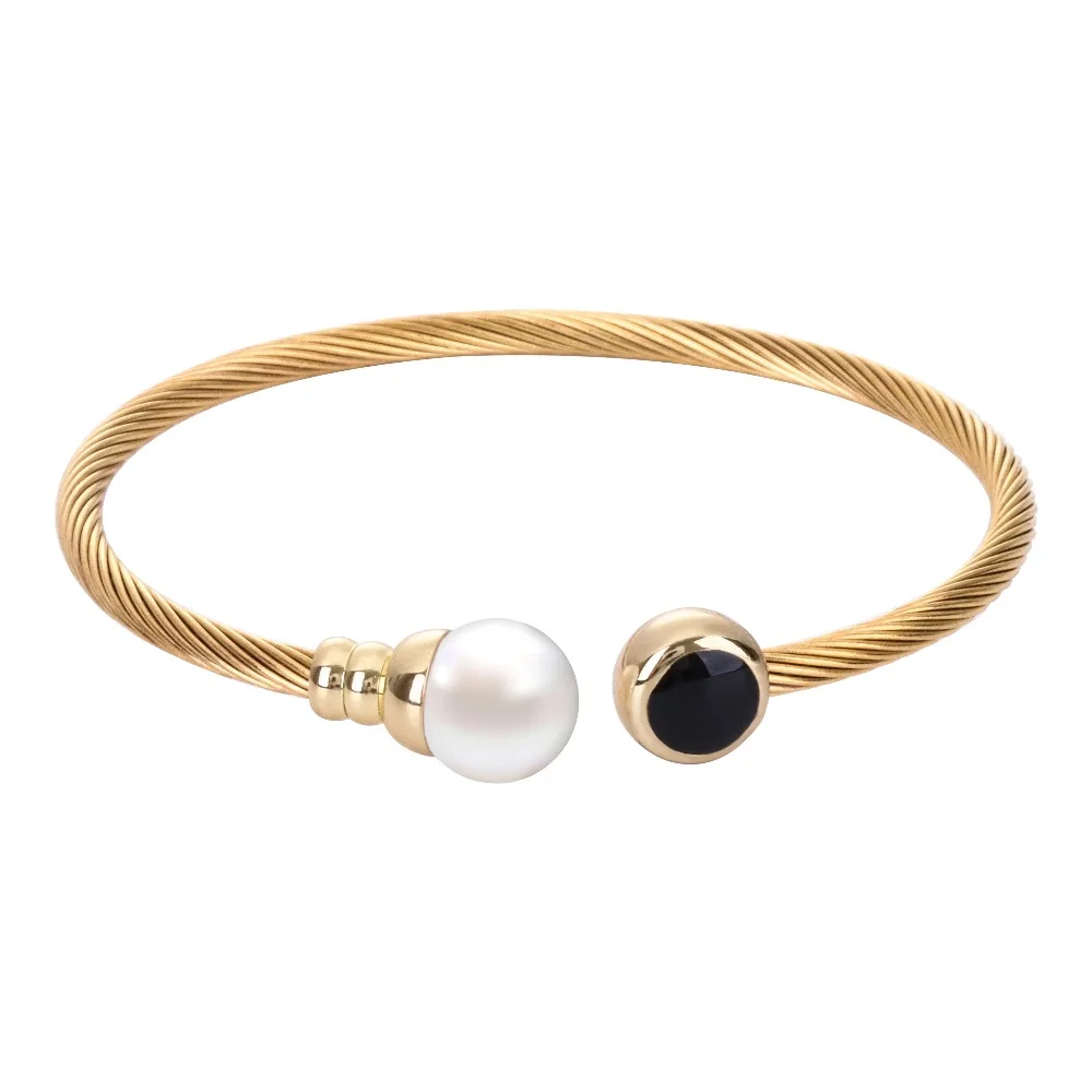 Locksun Fashion Adjustable Stainless Steel Bracelet Charm shell Pearl Bangle Armband Voor Vrouwen Zilver Kleur Accessory Gift | Украшения и