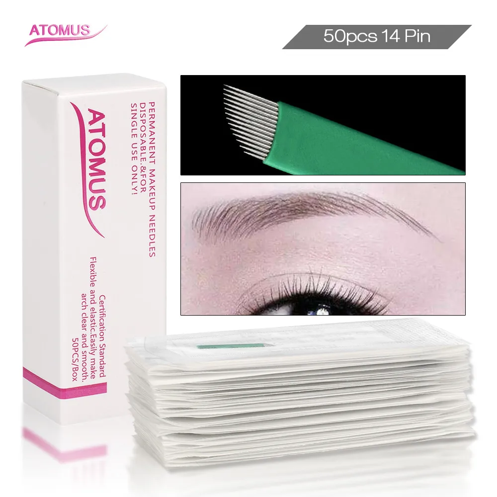 Татуировка для бровей 14 штырьков микроблейдинг иглы микроблейдинга татуировок 50