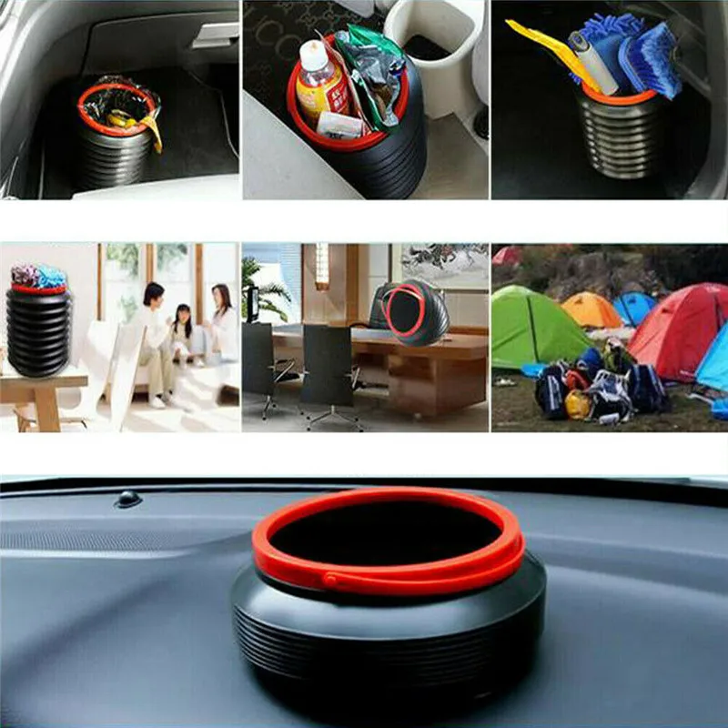 Большая уличная складная корзина для отходов черная портативная мусорная