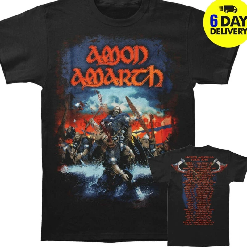AMON AMARTH Northern Shores Tour Shirt 2 Side Black Men's Tshirt for | Мужская одежда