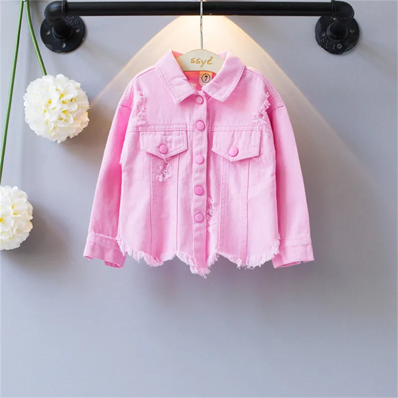 Colorful Childhood Casual Baby Girls Coats New Autumn Tops toddler Kids denim Jacket Outerwear Children Clothing Christmas | Детская