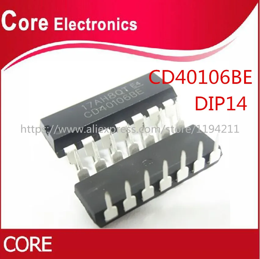 100 шт. CD40106BE CD40106 4016 DIP 14|Интегральные схемы| |