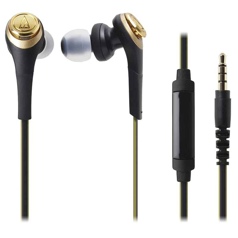 Audio-Technica ATH-CKS550iS 3,5 мм проводные наушники с микрофоном динамическая гарнитура тяжелый бас звук для телефона планшета ноутбука - Цвет: gold