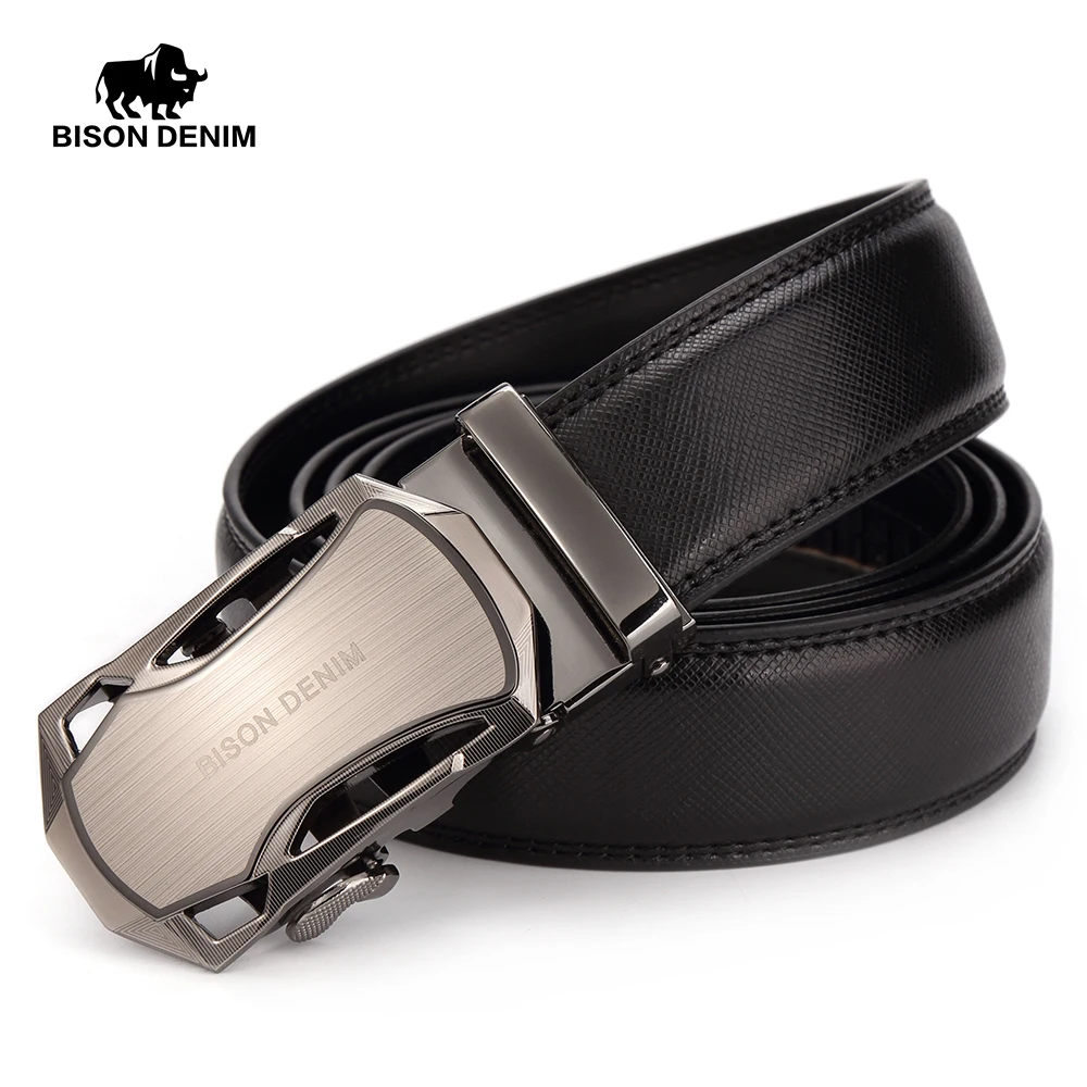 BISON DENIM высокое качество мужской ремень из натуральной кожи роскошный ремни для