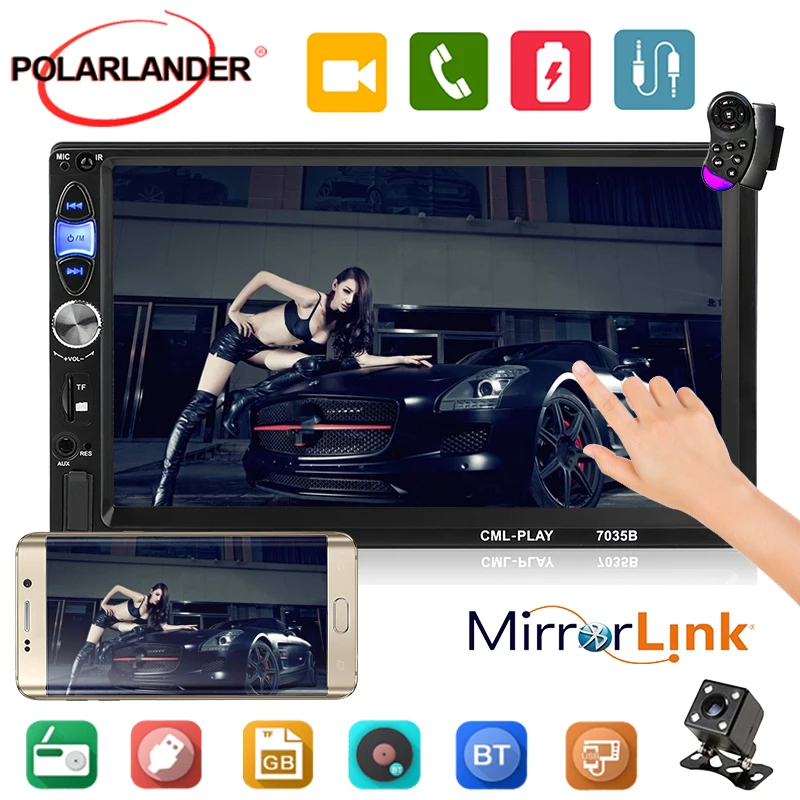 Автомагнитола 2 Din 7 дюймов стерео MP5 MP4 Bluetooth зеркальная ссылка USB TF 12 В сенсорный