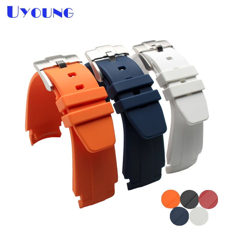 

UYOUNG Quality Silicone Rubber watches band 21mm bracelet for men waterproof Convex interface watch belt