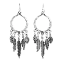 hollow out vintage leaf feather drop earrings for women bohemian dangling earring femme indian jewelry brincos