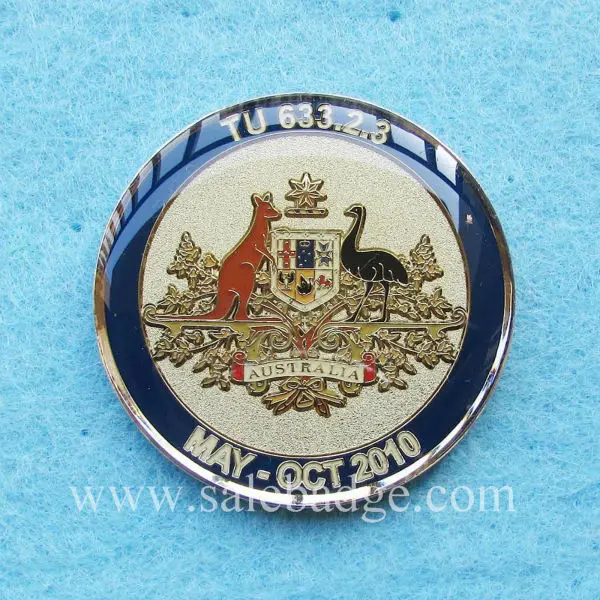 

Different Styles Fashion Custom circular Australian Double Coin Soft Enamel Badge