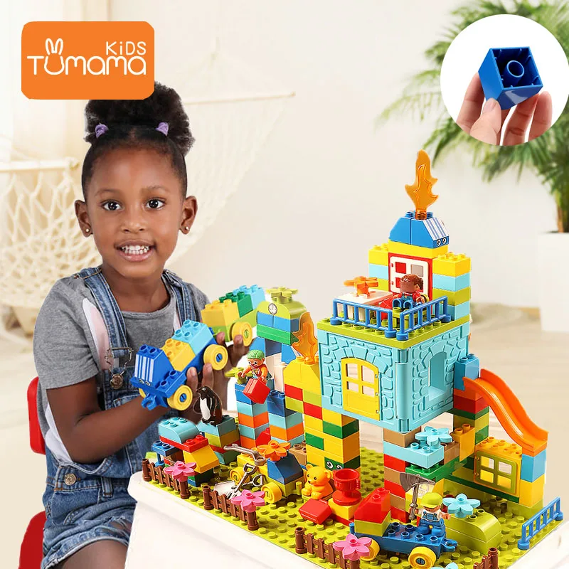 Tumama 160 шт. самоблокирующиеся кирпичи совместимые Legoed Duploed блоки для детей большой