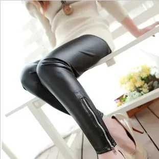 Модные брюки из эластичной кожи в стиле пэчворк Брюки длиной до щиколотки