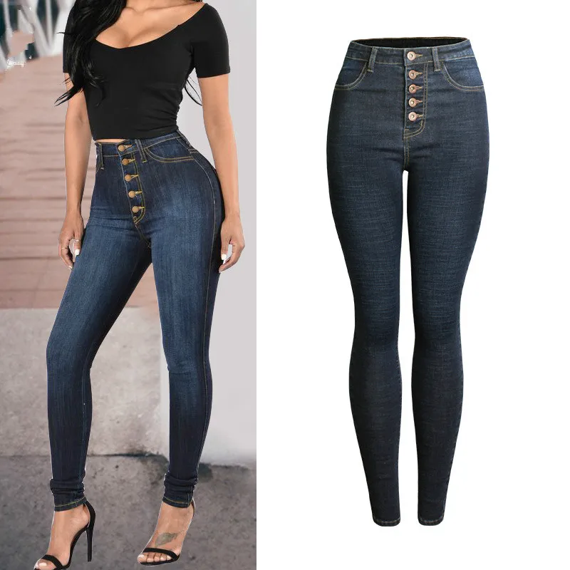 QMGOOD осенние джинсы для мам узкие женщин с высокой талией потертые Стрейчевые 2018