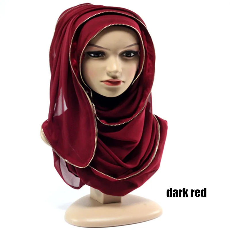 2017 металлическая молния хиджабы bubble шифон мусульманский хиджаб тюрбан