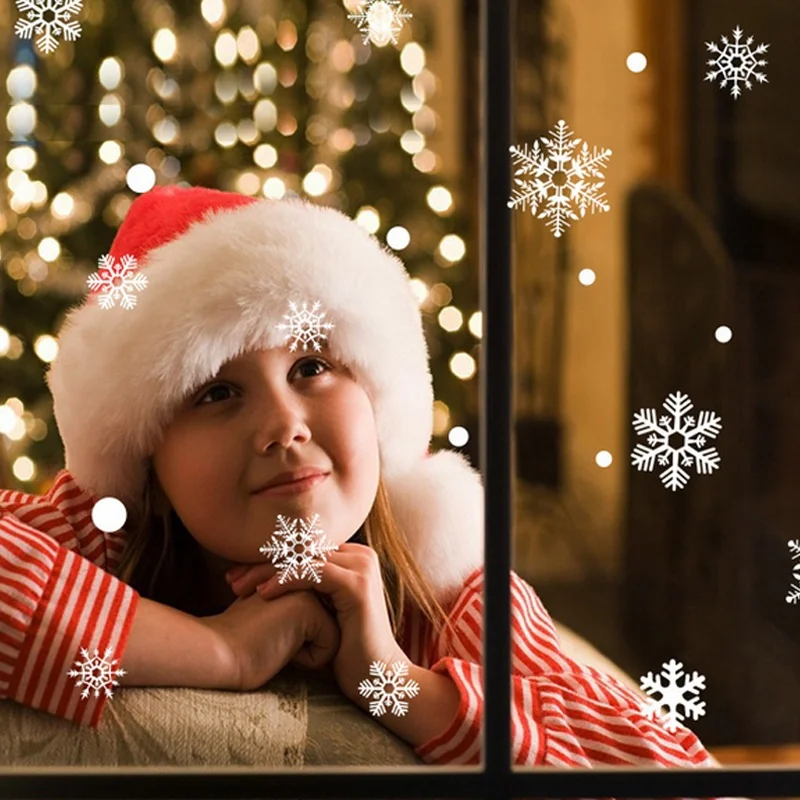 Новое поступление съемные рождественские снежные снежинки стикеры на стену