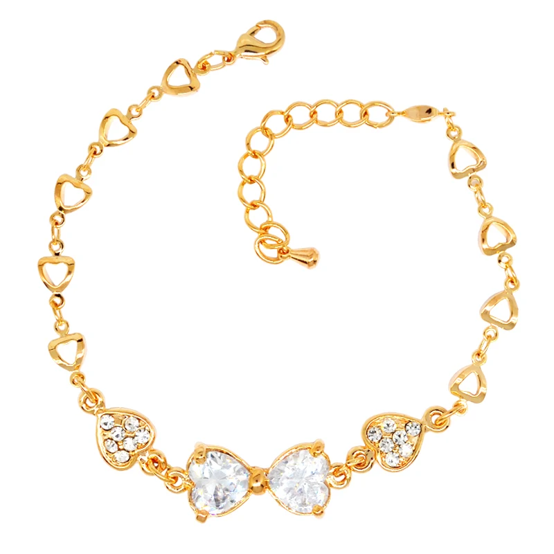 2017 новая мода циркон AAA сердце браслет с бантами ручной аксессуар брендовые