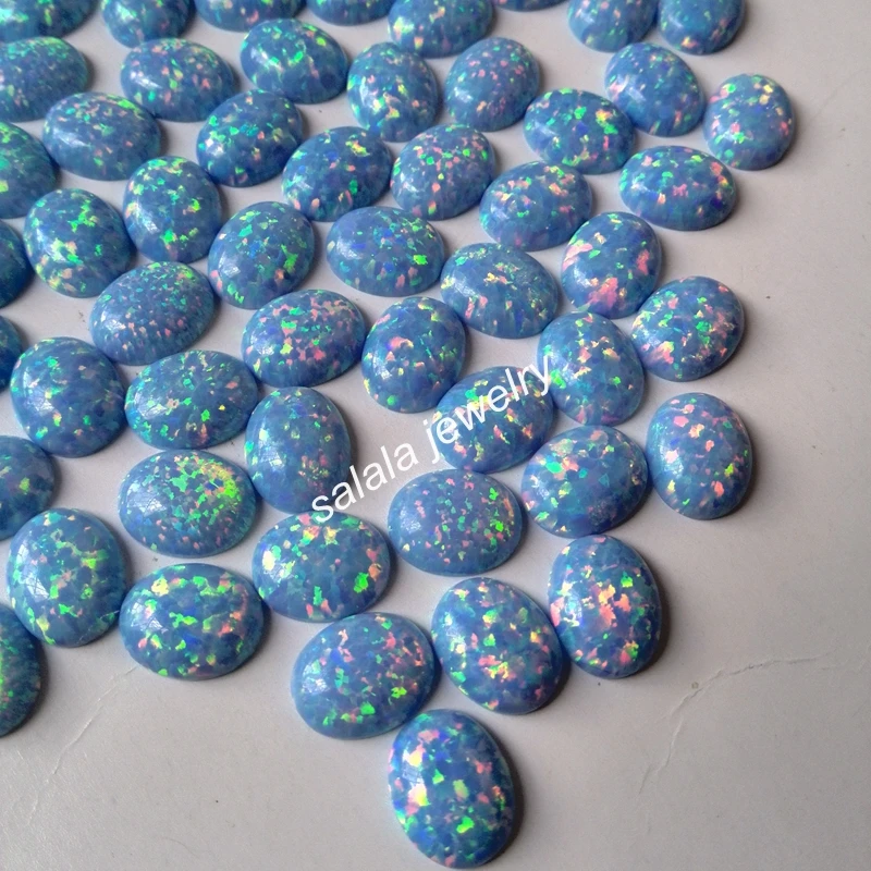 

50pcs/lot Free Shipping10x12mm OP26 Cornflower Blue Synthetic Oval Cornflower Blue Fire Opal Stone Oval Cabochon Opal