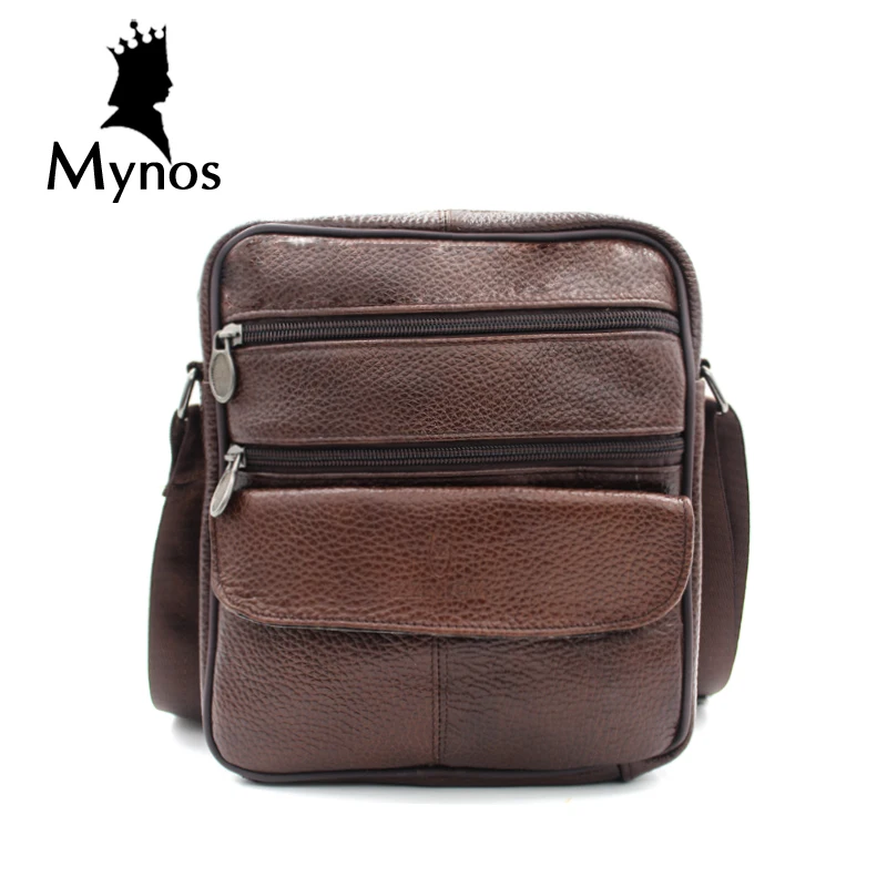 Новый 100% Натуральная Кожа Мужчины Crossbody Сумка Коричневая Винтаж Повседневная Для