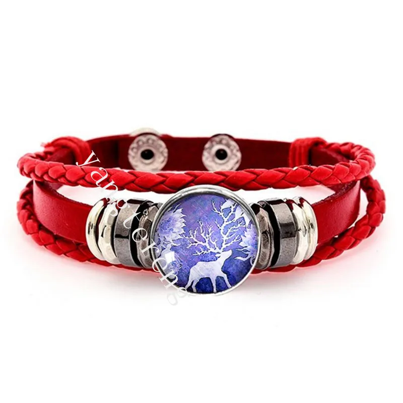 Регулируемый металлический браслет-карабин в стиле ретро красный кожаный