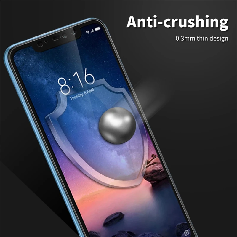 Полное покрытие закаленное стекло для Xiaomi Redmi Note 6 Pro защита экрана пленка