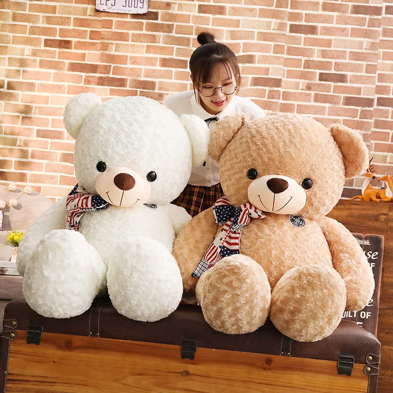 

130cm White/Brown Huge Rose Cashmere Stuffed Bear For Festival Gifts/Confessions Gifts/Birthday Gitfs