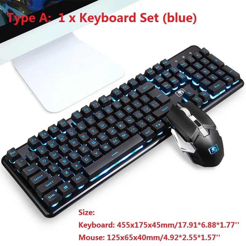 Type A Keyboard Set1 Заряжаемая с подсветкой эргономичная игровая беспроводная 2,4G подсветка 104 клавиши механическая клавиатура мышь геймер комплект блоков клавиш дропшиппинг - Цвет: Type A Keyboard Set1