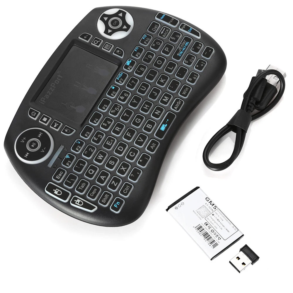 IPazzPort 92 Ключи QWERTY 2.4 ГГц Беспроводной мини Подсветка клавиатура Air Мышь Touchpad Мыши