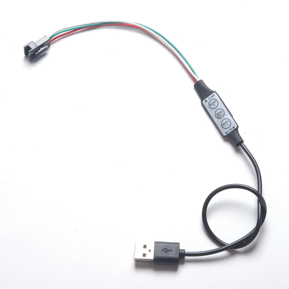 USB кабель для подключения 5 в 3 Pin WS2812 RGB Цифровой светодиодный пиксель полосы с 3key Кнопка контроллер WS2812B WS2811 JST разъем