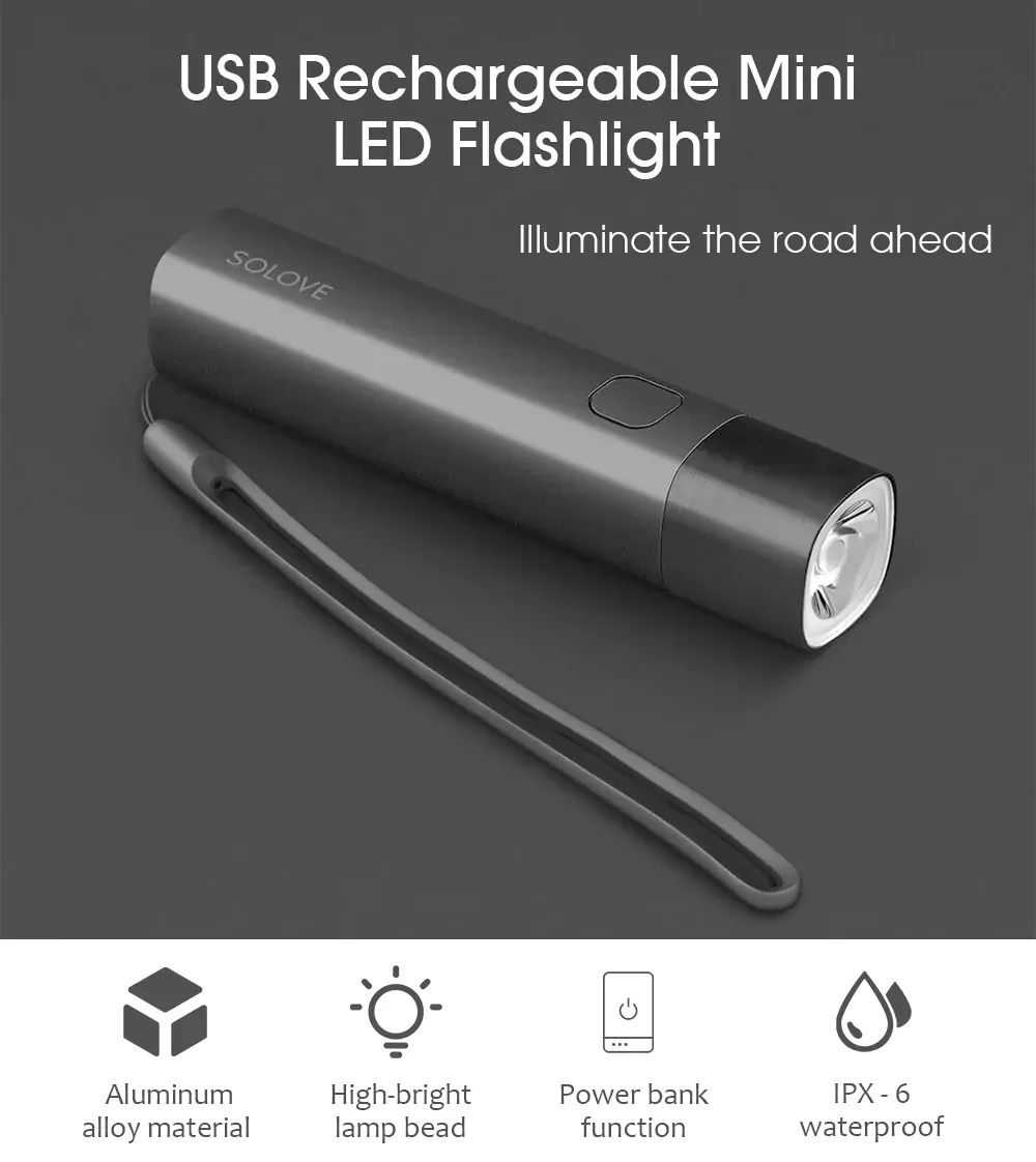 XIAOMI MIJIA SOLOVE фонарик X3 портативный мобильный Мощный светодиодный открытый велосипедный фонарь SOS вспышка света ночник водонепроницаемый