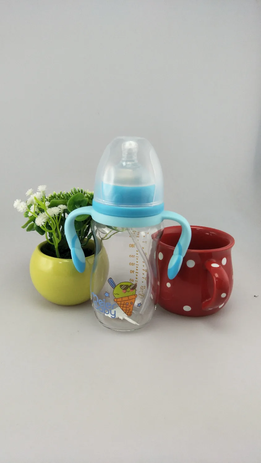 Meierbaby бутылка (M8221) высокое боросиликатное стекло BPA бесплатно жидкий силиконовый