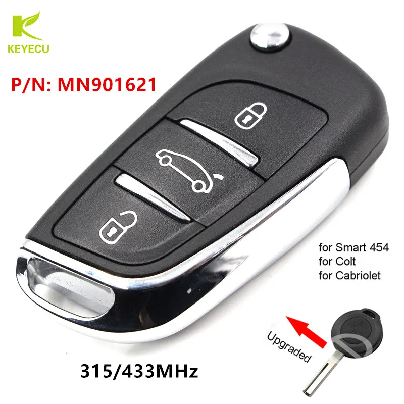 Запасной ключ KEYECU обновленный дистанционный брелок 315/433 МГц для Smart 454 Forfour 05 2007
