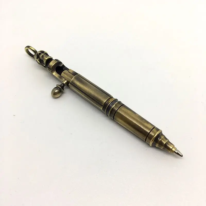 EDC Мини ручка для ключей латунный череп портативная карманная креативный Ретро
